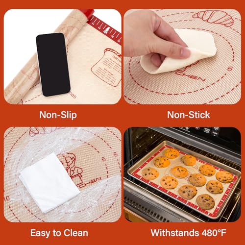 Extra Thick Silicone Baking Mat - 26x16 Inch Non-Stick Pastry Mat