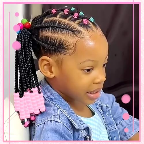 NAISKA Pink Hair Beads for Kids 90 Pcs Acrylic Pony Beads for Braids