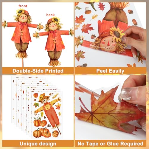 Thanksgiving Pumpkin & Maple Leaves Window Clings - 9 Sheets