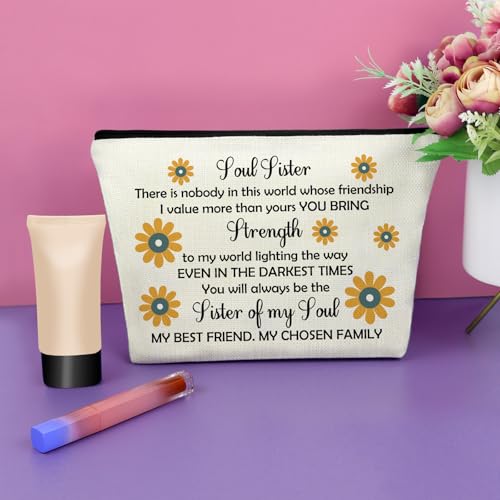 Soul Sister Makeup Bag - Best Friend Cosmetic Travel Pouch Gift