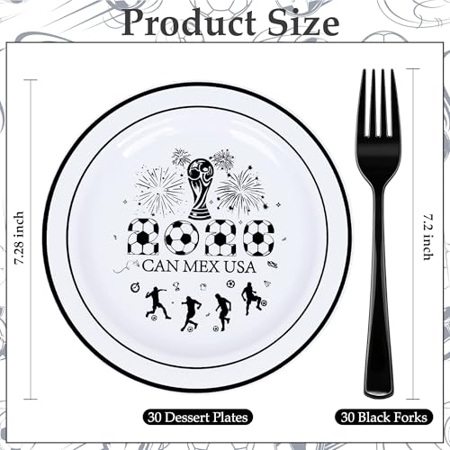 World Cup Soccer Dessert Plates Set - 60 Pcs with Forks