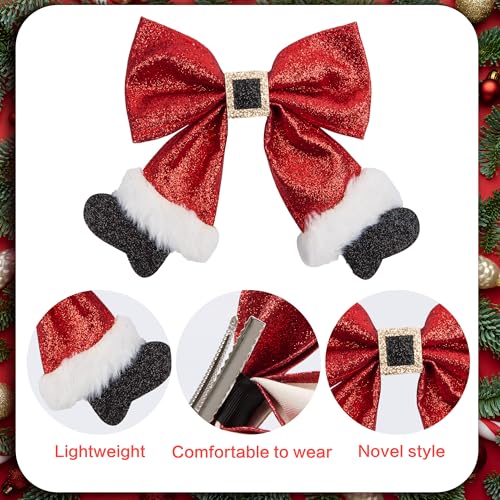 Christmas Red Sparkly Velvet Bow Hair Clip for Women and Girls