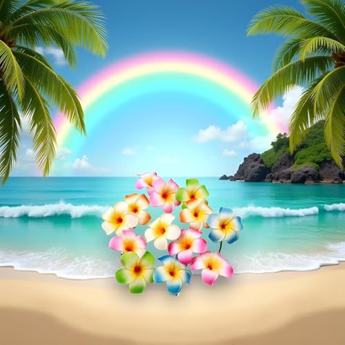 10-Piece Hawaiian Plumeria Flower Hair Clips 7cm Tropical Barrettes