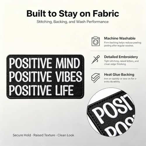 3 Pcs Motivational Iron-On Patches - Positive Mind Vibes Life