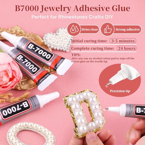 Flatback Pearl Beads Kit with B7000 Glue, Tweezers and Pickup Pen for DIY Crafts