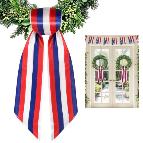 Patriotic Wreath Sash Set - 4th of July Red White Blue Ribbons