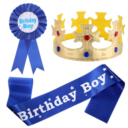 Birthday Crown Party Set with Sash and Pin for Celebrations
