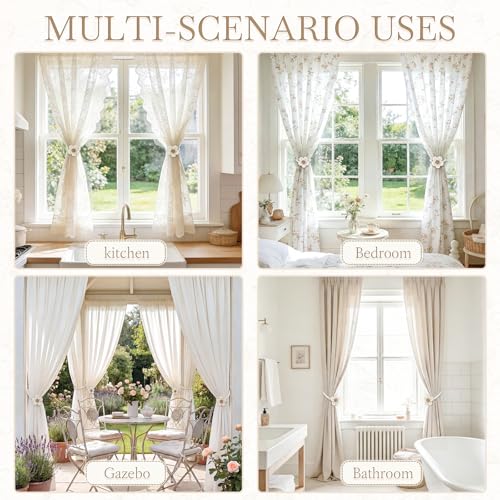 Cream Magnetic Curtain Tiebacks - 2 Pcs Boho Holdbacks