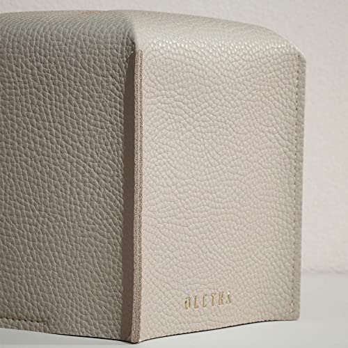 OLETHA Square Tissue Box Cover - Light Taupe Faux Leather Holder
