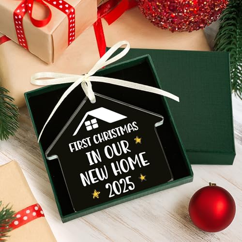 New Home Christmas Ornament 2025 – First Christmas in Our New House Glass Keepsake