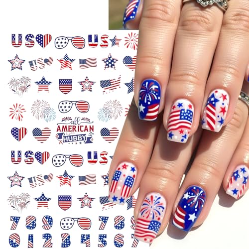 4th of July 3D Nail Art Stickers Self-Adhesive Patriotic Decals