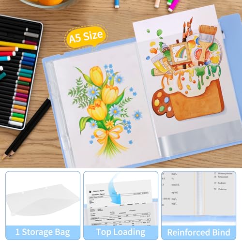 Portable Art Portfolio Folder with 40 Clear Protectors - A4 & A5