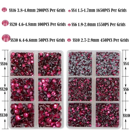 NCB Hotfix Rhinestones 8000pcs Rose Pink Crystal Glass Gems for Crafts