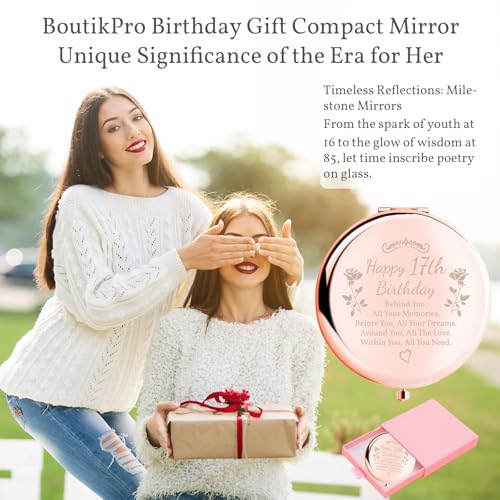 17th Birthday Makeup Mirror Gift for Women - Engraved Wishes