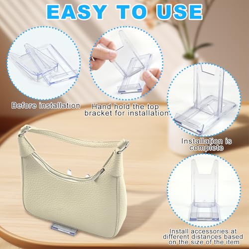 12-Set Adjustable Clear Acrylic Purse Display Stand for Handbags