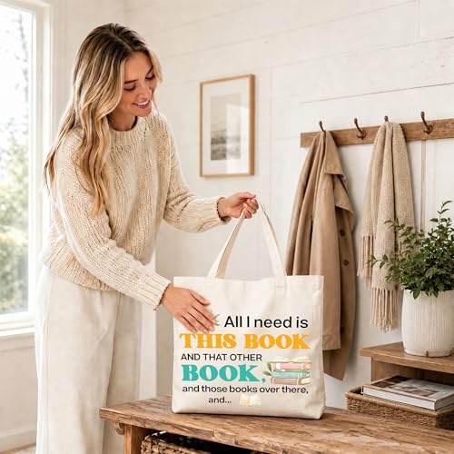 Book Lover Canvas Tote Bag Reusable Shopping Bag for Readers and Teachers