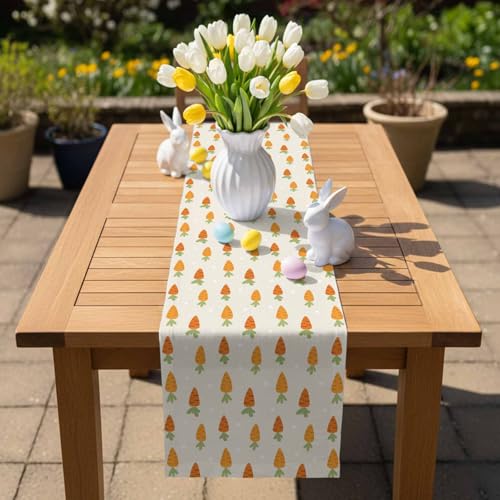 Easter Table Runner 72 Inch Beige Carrot Spring Table Decor