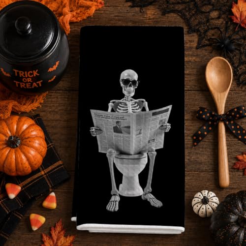 KIDEAR Skeleton Hand Towel - Funny Skull Print Microfiber Kitchen Towel (02)
