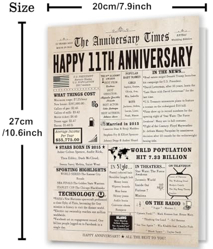 Jumbo 11th Anniversary Card for Wife or Husband | Romantic Gift
