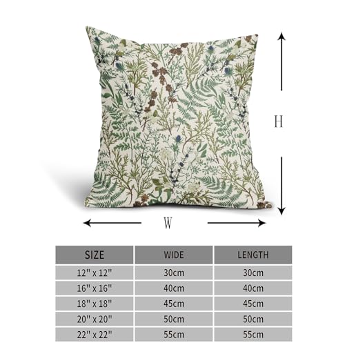 Aportt Sage Green Botanical Fern Throw Pillow Covers - 18x18 Inch Set of 2