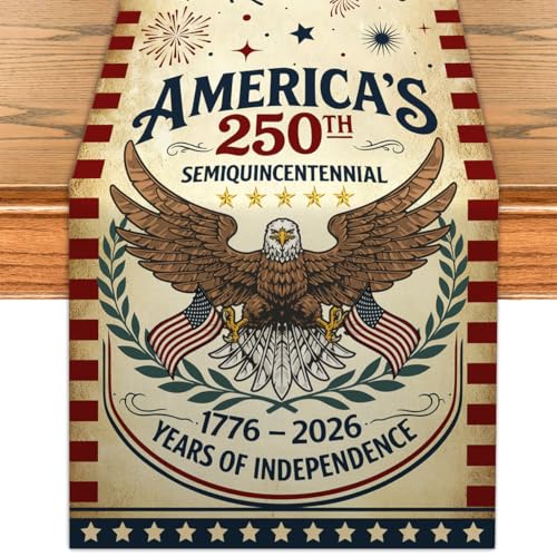 Flaircave 13x72 Inch USA Table Runner - Patriotic 4th of July Decor