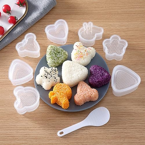 8-Piece Onigiri Rice Ball Maker Set with Spatula - Fun Sushi Molds