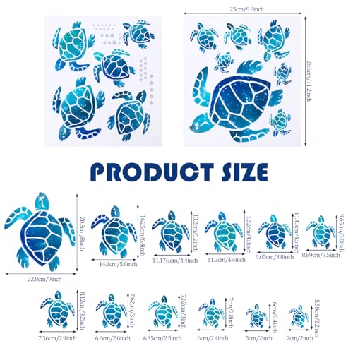 12 Pcs Sea Turtle Wall Decals - Vinyl Ocean Stickers for Home Decor