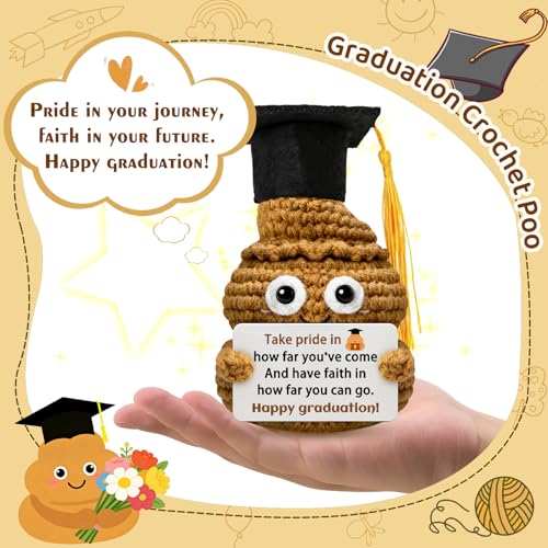Handmade Crochet Graduation Poop Plush | Funny Gift for 2026 Grads