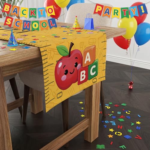 Back to School Table Runner, 13.8 x 73 Inch Polyester Classroom Decor