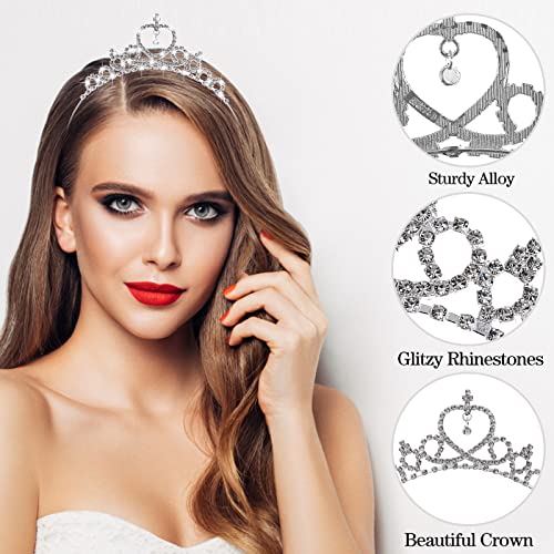 Sibba Princess Crown Tiara 2-Pack Crystal Rhinestone Pearl Headband