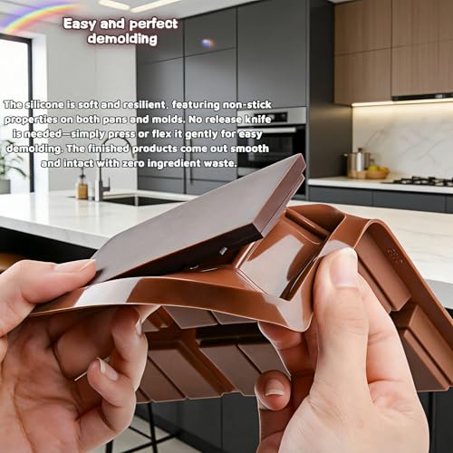 SAYUANVA Silicone Chocolate Bar Mold, Non-Stick Rectangle Candy & Protein Bar Tray