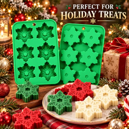 2pcs Christmas Snowflake Silicone Molds 6 Cavities Hanging - Variation of THIS listing