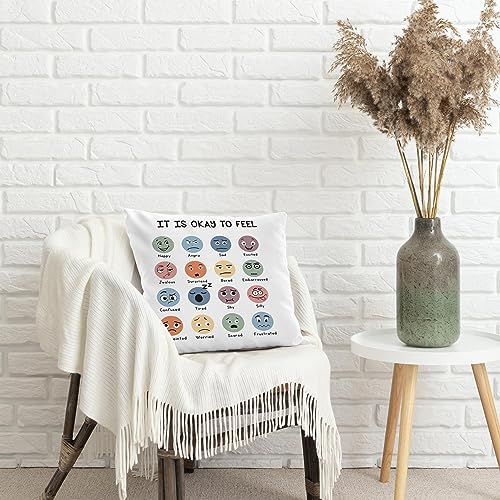 Emotions Pillow Cover 18x18 - Cozy Flannel Design for Kids Rooms