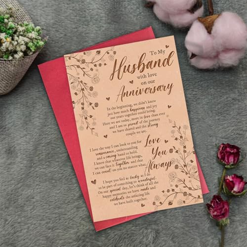 To My Husband Sweet Anniversary Card for Him Romantic Wife Greeting Card with Heartfelt Message - Bablira