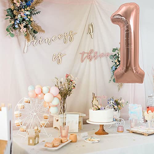 40 Inch Rose Gold Number 1 Balloon - Foil Mylar Birthday Decoration