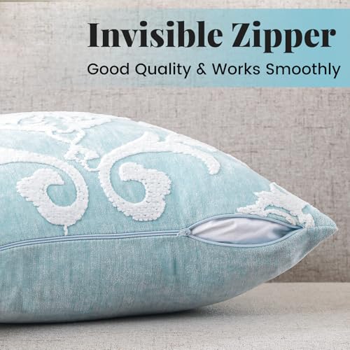 Sky Blue Damask Throw Pillow Covers 18x18 Inch, Set of 2
