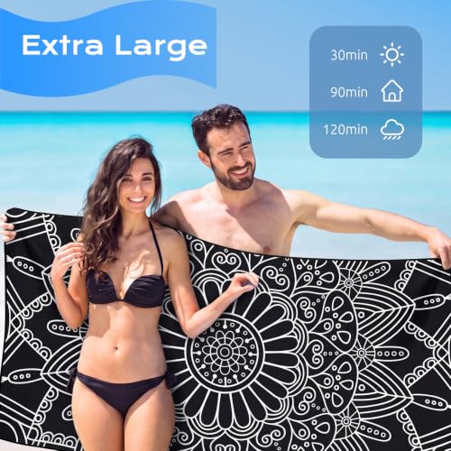Genovega Oversized Microfiber Beach Towel - Quick Dry, Sandproof & Compact