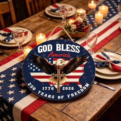 Patriotic 250th Anniversary Wooden Wreath - USA Decor for Door & Wall