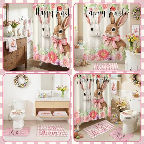 Easter Bunny Bathroom Set - Waterproof Shower Curtain & Rugs
