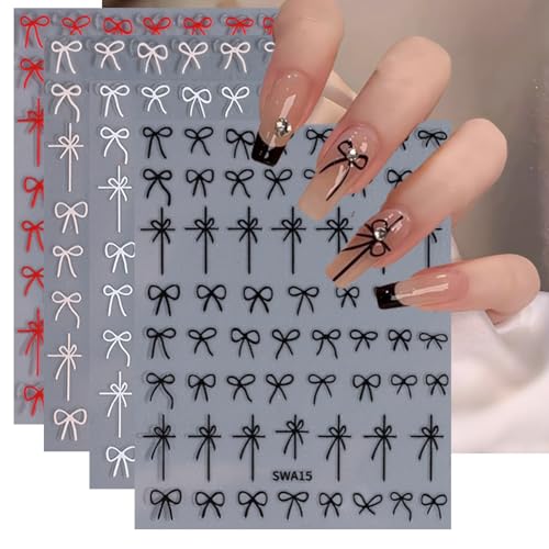 TailaiMei Bow Nail Stickers 3D Self-Adhesive Nail Art Decals