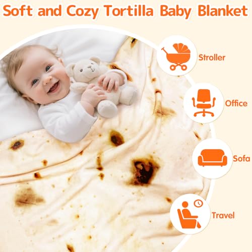 CASOFU Burrito Tortilla Swaddle Blanket - Beige, 36 Inches Soft Flannel Baby Blanket
