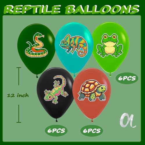 30pcs Reptile Balloons Set - Frog, Snake, Turtle & Gecko Party Decor