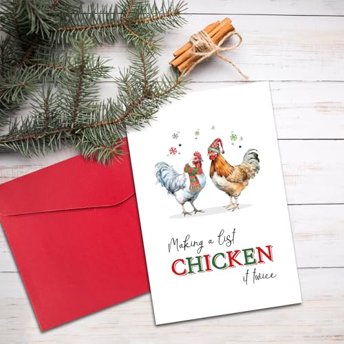 Funny Christmas Card with Envelopes - Hen Design, 8" x 5.3"
