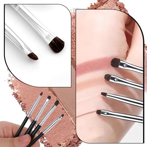 Ptwola Mini Eye Makeup Brush Set - Soft Horsehair Eyeshadow Brushes