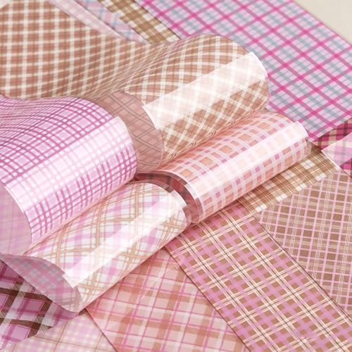 Pink Plaid Nail Foil Transfer Sheets 10 Rolls Checkered Manicure Decals