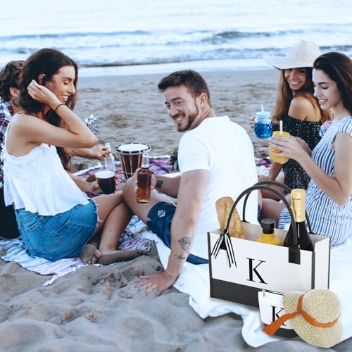Monogrammed Canvas Tote Bag with Zipper Pockets - Perfect Gift