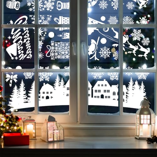 Christmas Window Clings 9 Sheet Snowman Snowflake Glass Decals