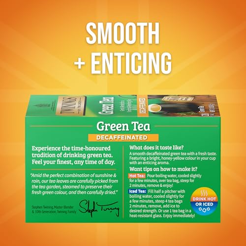 Twinings Decaffeinated Green Tea Bags - 20 Count (6 Pack) - Smooth & Fresh Taste