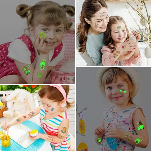 Glow in the Dark Easter Temporary Tattoos Party Favors 60 Pcs