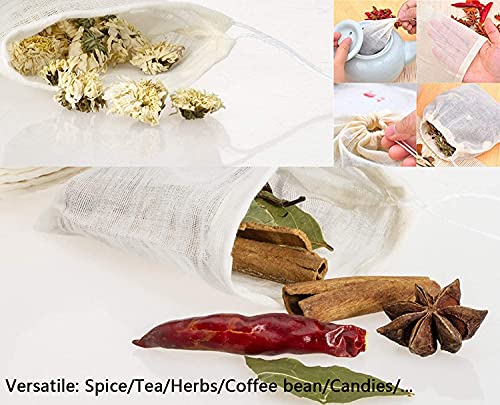 GIYOMI Natural Cotton Muslin Drawstring Bags - Reusable Soup Bags, 4x3 Inch